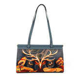 Deer Pattern Leather Carving Pattern Handmade Shoulder Bag